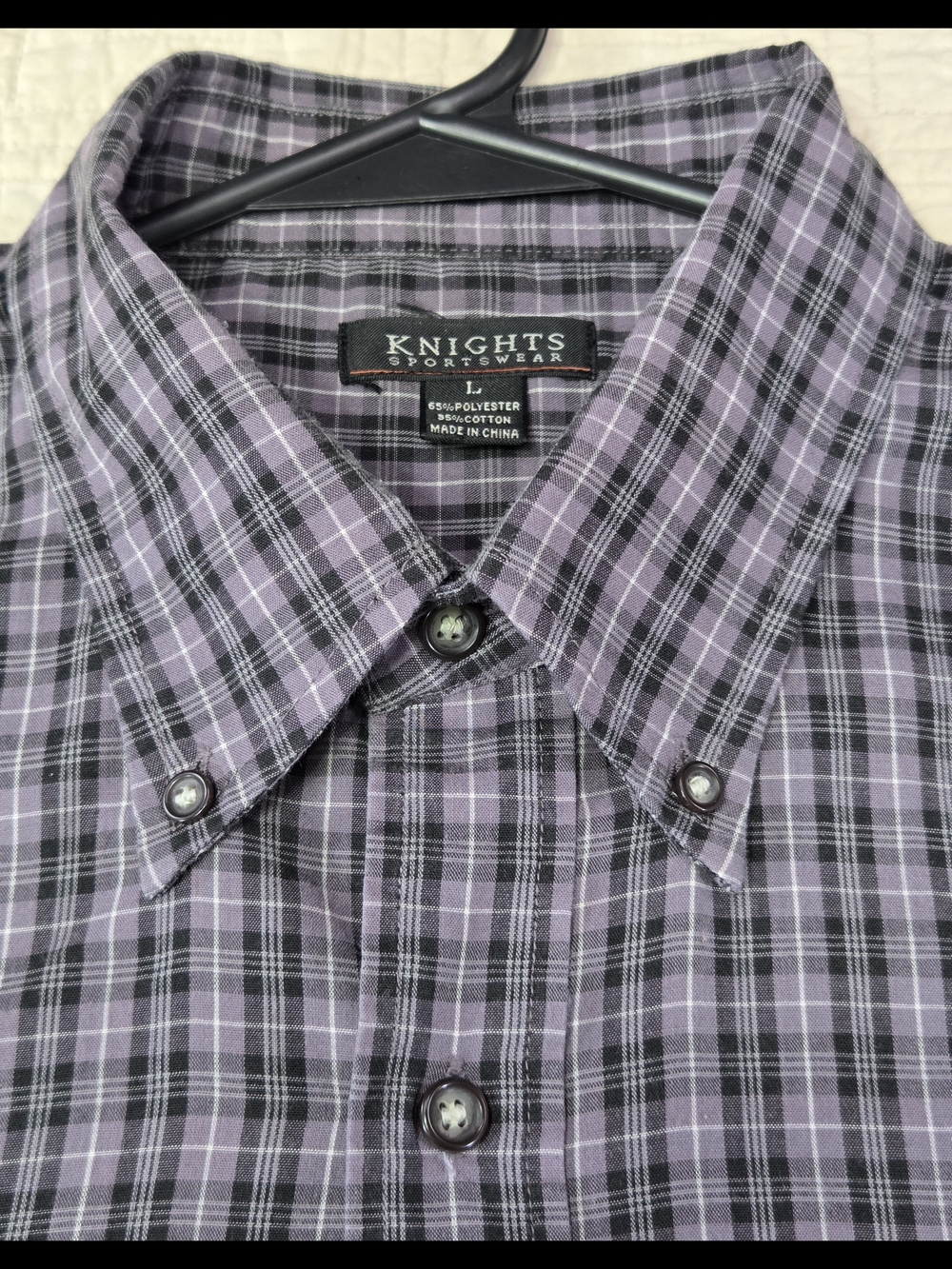 Knights Sportswear Men's L Long Sleeve Button Down Shirt Purple Plaid Casual - Picture 3 of 11